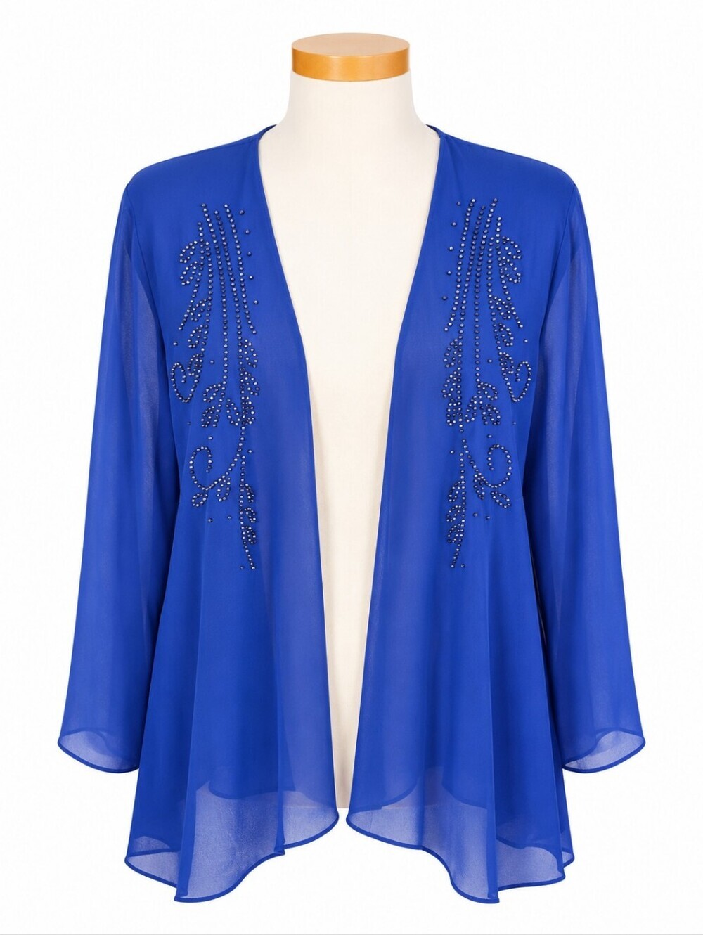 Maggie Barnes Beaded Blue Chiffon Jacket Sz 20W Formal Party Wedding Guest Event